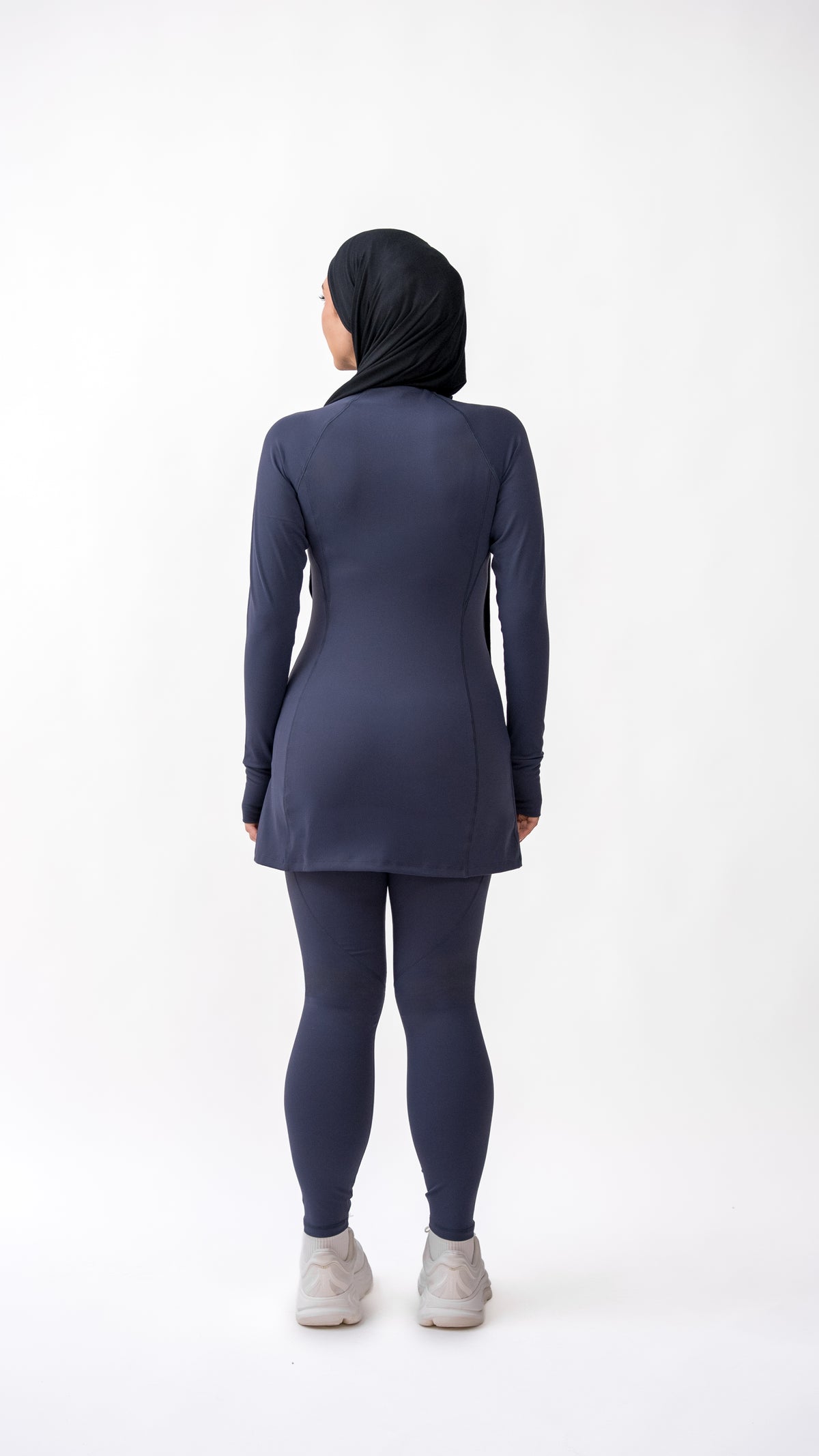 Bleu Nuit Edition tunic and legging set, midnight navy modest activewear